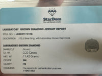 
              2.22 CARAT CERTIFIED LAB GROWN DIAMONDS STERLING SILVER RING
            