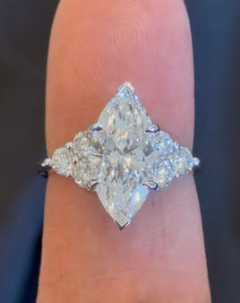 14K WHITE GOLD 4.67 CARAT CERTIFIED LAB GROWN DIAMONDS ENGAGEMENT WEDDING RING