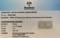 
              2.71 CARAT CERTIFIED LAB GROWN DIAMONDS 16 MM STERLING SILVER RHODIUM PLATED STUDS EARRINGS
            