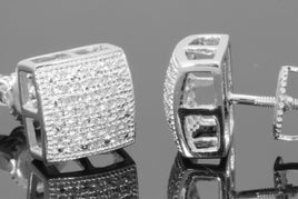 .25 CARAT NATURAL DIAMOND STERLING SILVER MENS WOMENS 9 MM EARRINGS STUDS