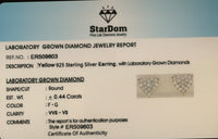 
              .44 CARAT CERTIFIED LAB GROWN DIAMONDS 8 MM STERLING SILVER GOLD PLATED HEART STUDS EARRINGS
            