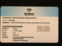 
              .81 CARAT CERTIFED LAB GROWN DIAMONDS STERLING SILVER GOLD PLATED 10 MM STUDS EARRINGS
            