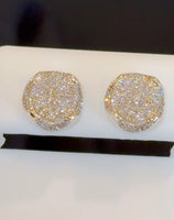 
              .50 CARAT NATURAL DIAMONDS STERLING SILVER GOLD PLATED 9 MM EARRINGS STUDS
            