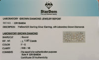 
              1.87 CARAT STERLING SILVER GOLD PLATED 12 MM CERTIFIED LAB GROWN DIAMONDS STUDS EARRINGS
            