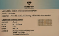
              1.74 CARAT STERLING SILVER GOLD PLATED 10 MM CERTIFIED LAB GROWN DIAMONDS STUDS EARRINGS
            