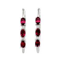 
              1.55 CARAT CERTFIED LAB GROWN DIAMONDS & RUBY STERLING SILVER RHODIUM PLATED 32 MM EARRINGS HOOPS
            