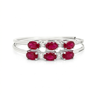
              1.55 CARAT CERTFIED LAB GROWN DIAMONDS & RUBY STERLING SILVER RHODIUM PLATED 32 MM EARRINGS HOOPS
            