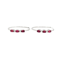 
              1.55 CARAT CERTFIED LAB GROWN DIAMONDS & RUBY STERLING SILVER RHODIUM PLATED 32 MM EARRINGS HOOPS
            