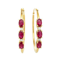
              1.55 CARAT CERTFIED LAB GROWN DIAMONDS & RUBY STERLING SILVER GOLD PLATED 32 MM EARRINGS HOOPS
            