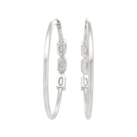 
              1.61 CARAT CERTFIED LAB GROWN DIAMONDS & SAPPHIRE STERLING SILVER RHODIUM PLATED 32 MM EARRINGS HOOPS
            