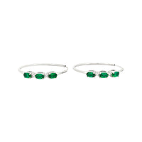 
              1.25 CARAT CERTFIED LAB GROWN DIAMONDS & EMERALD STERLING SILVER RHODIUM PLATED 32 MM EARRINGS HOOPS
            