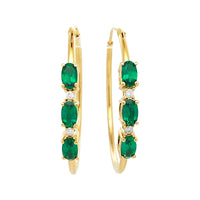 
              1.25 CARAT CERTFIED LAB GROWN DIAMONDS & EMERALD STERLING SILVER GOLD PLATED 32 MM EARRINGS HOOPS
            