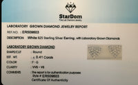 
              .41 CARAT CERTIFIED LAB GROWN DIAMONDS 8 MM STERLING SILVER RHODIUM PLATED HEART STUDS EARRINGS
            