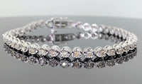 
              10K WHITE GOLD 1.65 CARAT REAL DIAMOND 7 INCHES 4MM WOMEN BRACELET
            