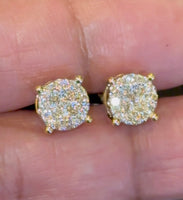 
              10K YELLOW GOLD .90 CARAT NATURAL DIAMONDS 8 MM EARRING STUDS
            