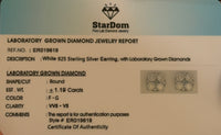 
              1.19 CARAT STERLING SILVER RHODIUM PLATED 7 MM CERTIFIED LAB GROWN DIAMONDS STUDS EARRINGS
            