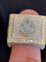
              10K YELLOW GOLD 11.93 TCW 4 CARAT CENTER PEAR CERTIFIED LAB GROWN DIAMONDS RING
            