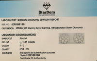 
              1.31 CARAT CERTIFIED LAB GROWN DIAMONDS 10 MM STERLING SILVER RHODIUM PLATED STUDS EARRING
            