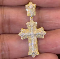 
              10K YELLOW GOLD .50 CARAT 1.50 INCHES NATURAL DIAMOND CROSS PENDANT CHARM
            
