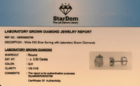 
              .50 CARAT CERTIFIED LAB GROWN DIAMONDS 6 MM STERLING SILVER RHODIUM PATED STUDS EARRINGS
            