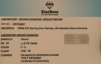 
              .75 CARAT STERLING SILVER RHODIUM PLATED 8 MM CERTIFIED LAB GROWN DIAMONDS STUDS EARRINGS
            