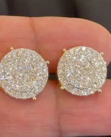 
              2.72 CARAT CERTIFIED LAB GROWN DIAMONDS 16 MM STERLING SILVER GOLD PLATED STUDS EARRINGS
            