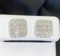 
              .50 CARAT NATURAL DIAMONDS STERLING SILVER 10 MM EARRINGS STUDS
            