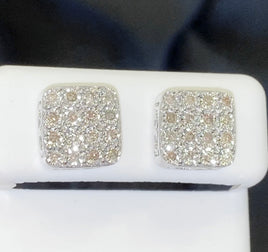 .50 CARAT NATURAL DIAMONDS STERLING SILVER 10 MM EARRINGS STUDS