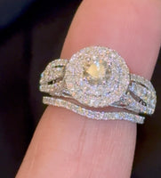 
              14K WHITE GOLD 2.25 CARAT NATURAL DIAMOND CENTER .55 CARAT ENGAGEMENT RING WEDDING BAND BRIDAL SET
            