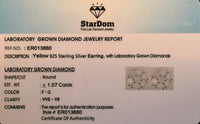 
              1.07 CARAT CERTIFIED LAB GROWN DIAMONDS 8 MM STERLING SILVER GOLD PLATED STUDS EARRINGS
            