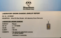 
              1.12 CARAT CERTIFIED LAB GROWN DIAMONDS STERLING SILVER RHODIUM PLATED 1.25 INCHES PENDANT
            
