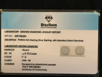 
              .72 CARAT CERTIFED LAB GROWN DIAMONDS STERLING SILVER GOLD PLATED 8 MM STUDS EARRINGS
            