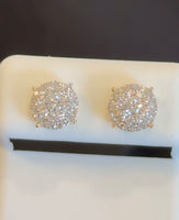 
              .64 CARAT CERTIFED LAB GROWN DIAMONDS STERLING SILVER GOLD PLATED 8 MM STUDS EARRINGS
            