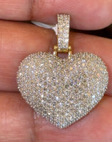 
              2.14 CARAT CERTIFIED LAB GROWN DIAMONDS STERLING SILVER GOLD PLATED 1.25 INCHES HEART PENDANT
            