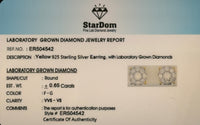 
              .65 CARAT CERTIFIED LAB GROWN DIAMONDS 8 MM STERLING SILVER GOLD PLATED STUDS EARRINGS
            