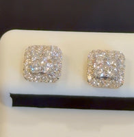 
              .76 CARAT CERTIFIED LAB GROWN DIAMONDS 8 MM STERLING SILVER GOLD PLATED STUDS EARRINGS
            