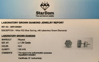 
              1.04 CARAT STERLING SILVER 8 MM CERTIFIED LAB GROWN DIAMONDS STUDS EARRINGS
            