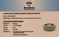 
              4.72 CARAT CERTIFIED LAB GROWN DIAMONDS STERLING SILVER RING
            