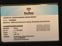 
              1.79 CARAT CERTIFED LAB GROWN DIAMONDS STERLING SILVER GOLD PLATED 11 MM STUDS EARRINGS
            