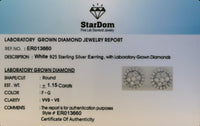 
              1.15 CARAT CERTIFIED LAB GROWN DIAMONDS 10 MM STERLING SILVER RHODIUM PLATED STUDS EARRINGS
            