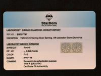 
              .66 CARAT CERTIFED LAB GROWN DIAMONDS STERLING SILVER GOLD PLATED 9 MM STUDS EARRINGS
            