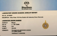 
              1.09 CARAT CERTIFIED LAB GROWN DIAMONDS STERLING SILVER GOLD PLATED 1.25 INCHES PENDANT
            