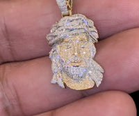 
              10K YELLOW GOLD .50 CARAT 1.25 INCHES NATURAL DIAMOND JESUS HEAD PENDANT CHARM
            