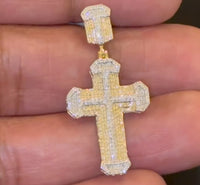 
              10K YELLOW GOLD .50 CARAT 1.50 INCHES NATURAL DIAMOND CROSS PENDANT CHARM
            