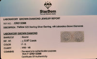 
              .97 CARAT CERTIFIED LAB GROWN DIAMONDS 11 MM STERLING SILVER GOLD PLATED STUDS EARRINGS
            
