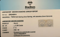 
              2.30 CARAT CERTIFIED LAB GROWN DIAMONDS 15 MM STERLING SILVER GOLD PLATED STUDS EARRINGS
            