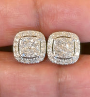
              1.22 CARAT CERTIFIED LAB GROWN DIAMONDS 12 MM STERLING SILVER GOLD PLATED STUDS EARRINGS
            