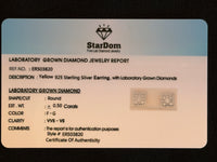 
              .50 CARAT CERTIFED LAB GROWN DIAMONDS STERLING SILVER GOLD PLATED 7 MM STUDS EARRINGS
            