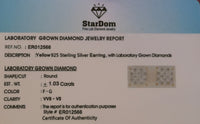 
              1.03 CARAT STERLING SILVER GOLD PLATED 8 MM CERTIFIED LAB GROWN DIAMONDS STUDS EARRINGS
            