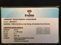 
              1.08 CARAT CERTIFED LAB GROWN DIAMONDS STERLING SILVER GOLD PLATED 11 MM STUDS EARRINGS
            